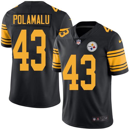 Nike Steelers #43 Troy Polamalu Black Youth Stitched NFL Limited Rush Jersey
